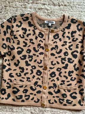 Vigoss women’s Tan Leopard Print Cardigan size XL